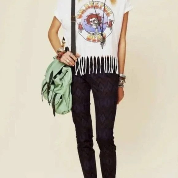 Free People Skinny Jeans size 28 Purple Aztec Boho Casual Festival Retro Earthy - Picture 3 of 10